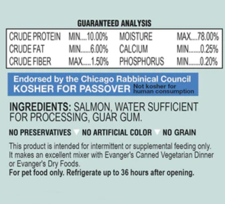 Evanger's Grain-Free Wild Salmon Canned Cat and Dog Food - 6 Oz - Case of 24 image 1