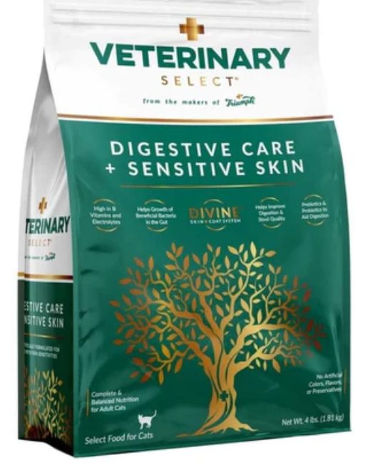 Veterinary Select Digestive Care & Sensitive Skin Dry Cat Food - 4 lb Bag image 0