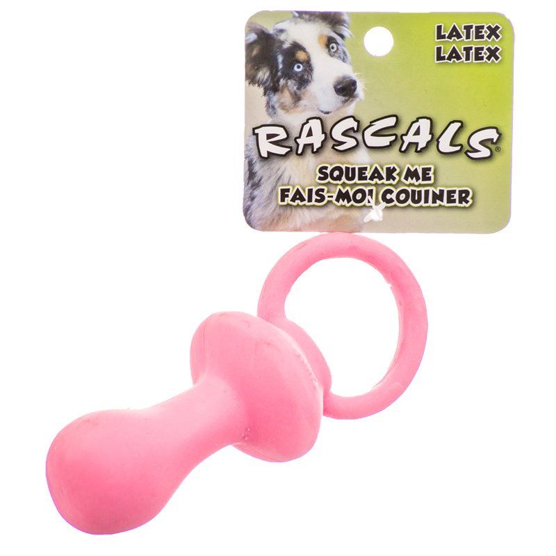 Rascals Latex Pacifier Dog Toy - Pink image 0