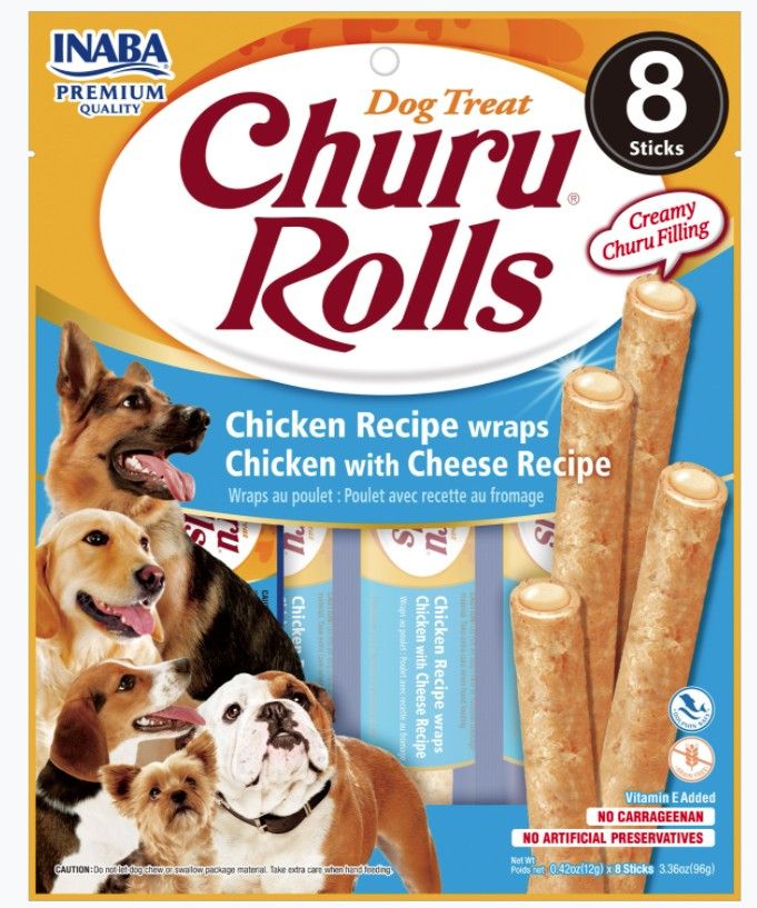 Inaba Churu Rolls Dog Treat Chicken Recipe wraps Chicken with Cheese Recipe image 0