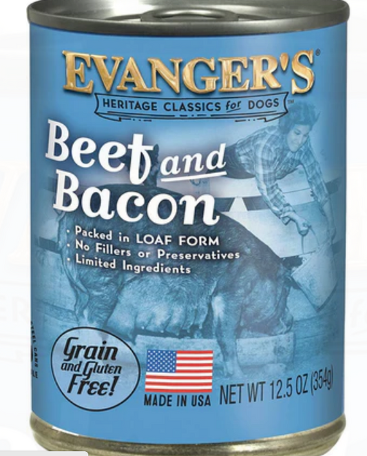 Evanger's All-Meat Classic Beef & Bacon Canned Dog Food - 12.8 Oz - Case of 12 image 0