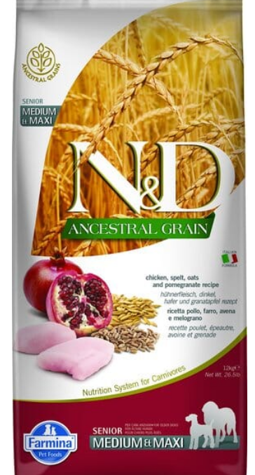 Farmina Ancestral Grain Chicken & Pomegranate Senior Dry Dog Food - 26.4 Lbs