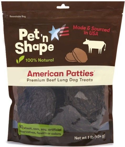 Pet 'n Shape Natural American Patties Beef Lung Dog Treats image 0