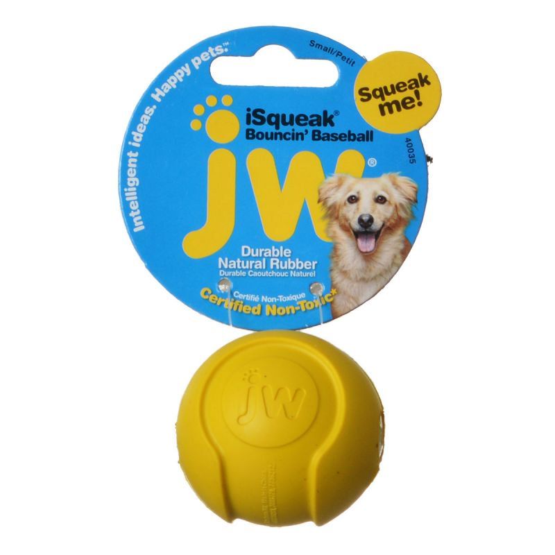 JW Pet iSqueak Bouncing Baseball Rubber Dog Toy image 0