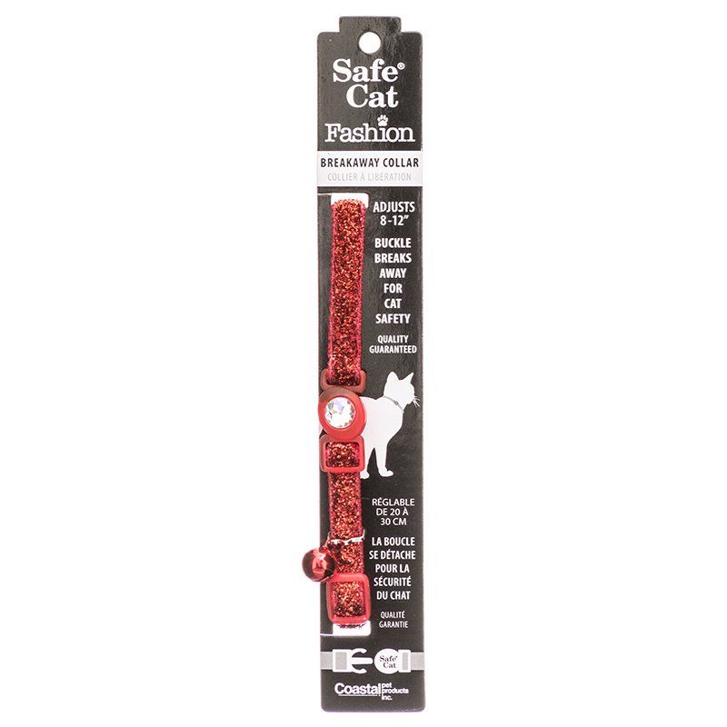 Safe Cat Jeweled Adjustable Breakaway Cat Collar - Red Glitter image 0