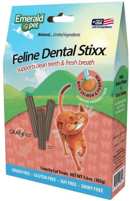 Emerald Pet Feline Dental Stixx Salmon and Pumpkin Recipe image 0