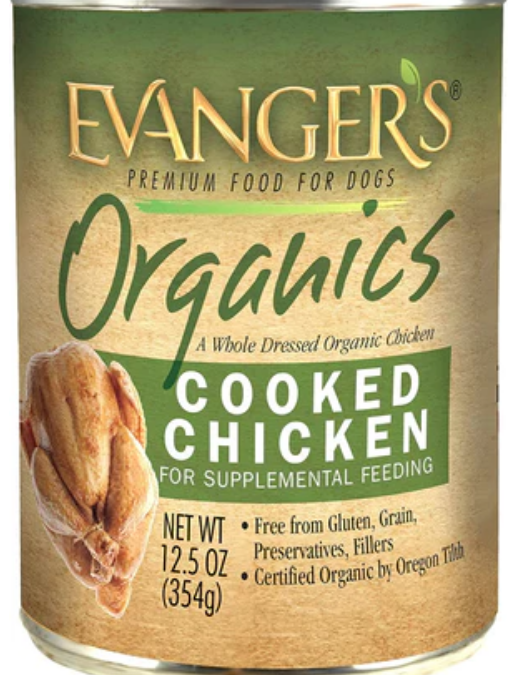 Evanger's Organics Cooked Chicken Canned Dog Food - 12.8 Oz - Case of 12 image 0