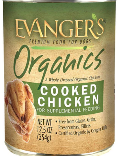 Evanger's Organics Cooked Chicken Canned Dog Food - 12.8 Oz - Case of 12 image 0