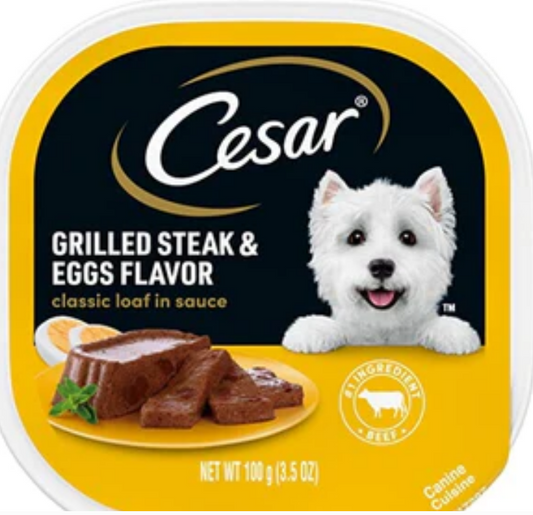 Cesar Canine Cuisine Sunrise Grilled Steak & Eggs Flavor Wet Dog Food-3.5oz-24Pc image 0