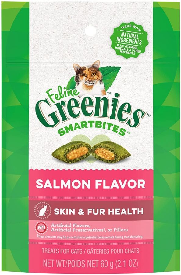 Greenies Feline SmartBites Skin and Fur Health Salmon Flavor Cat Treats image 0