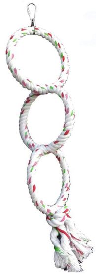 A&E Cage Company Happy Beaks Triple Ring Cotton Rope Swing image 0