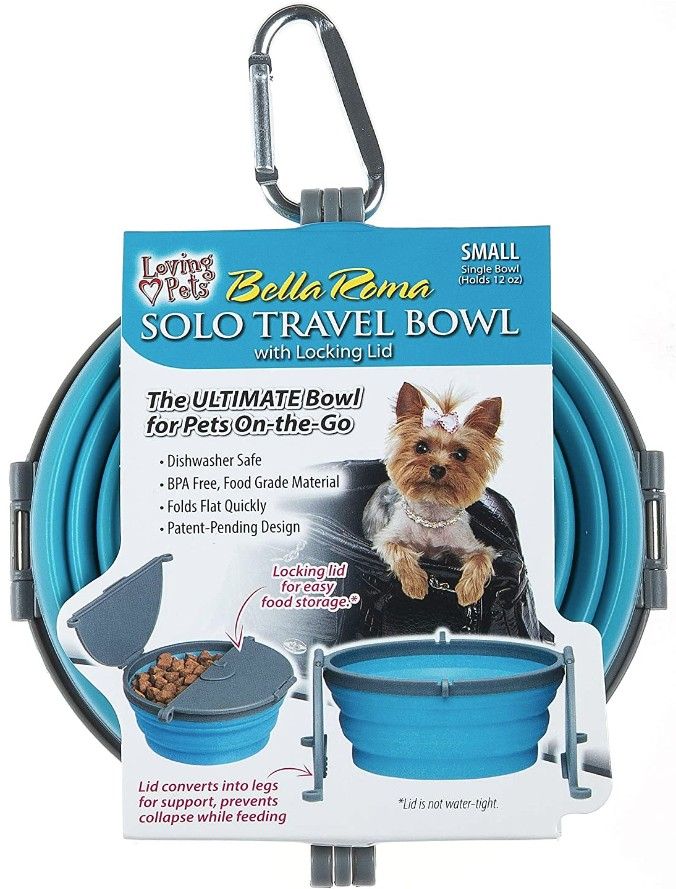 Loving Pets Bella Roma Blue Travel Bowl image 0