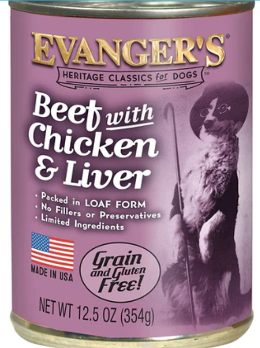 Evanger's All-Meat Classic Beef, Chicken & Liver Canned Dog Food - 12.8 Oz image 0