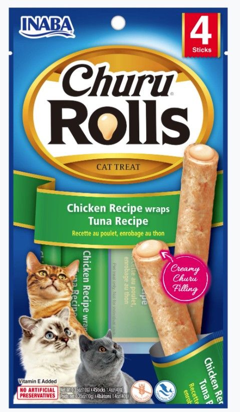 Inaba Churu Rolls Cat Treat Chicken Recipe wraps Tuna Recipe image 0