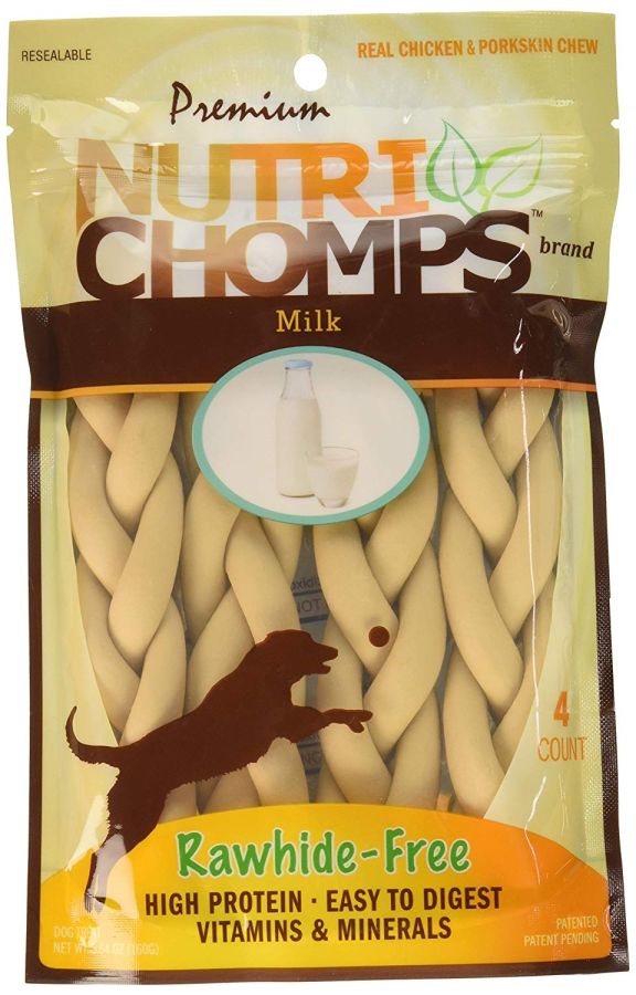 Premium Nutri Chomps Milk Flavor Braid Dog Chews - Small image 0