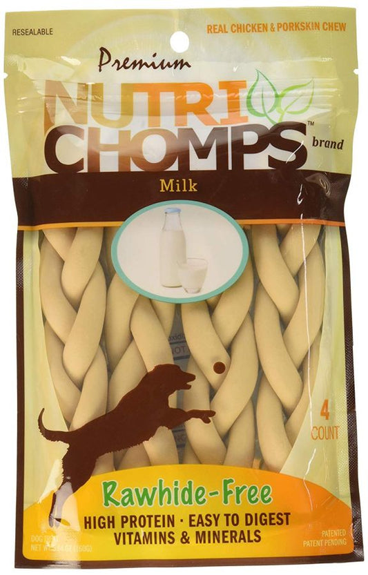 Premium Nutri Chomps Milk Flavor Braid Dog Chews - Small image 0