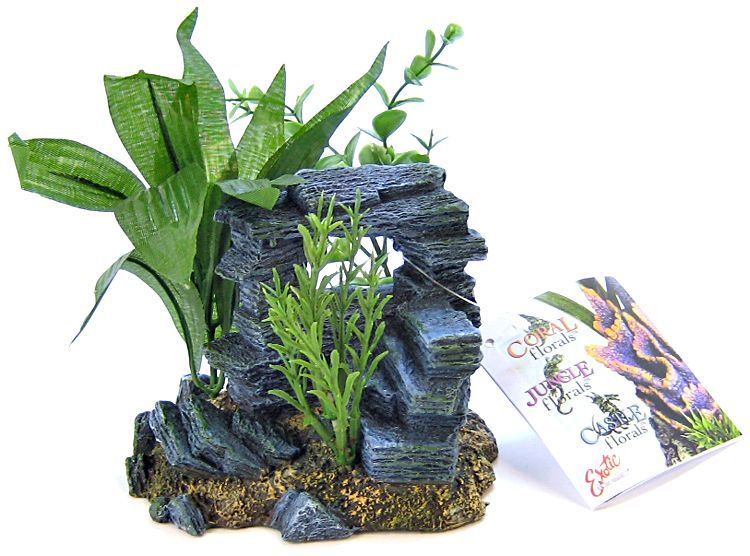 Blue Ribbon Rock Arch with Plants Ornament image 0