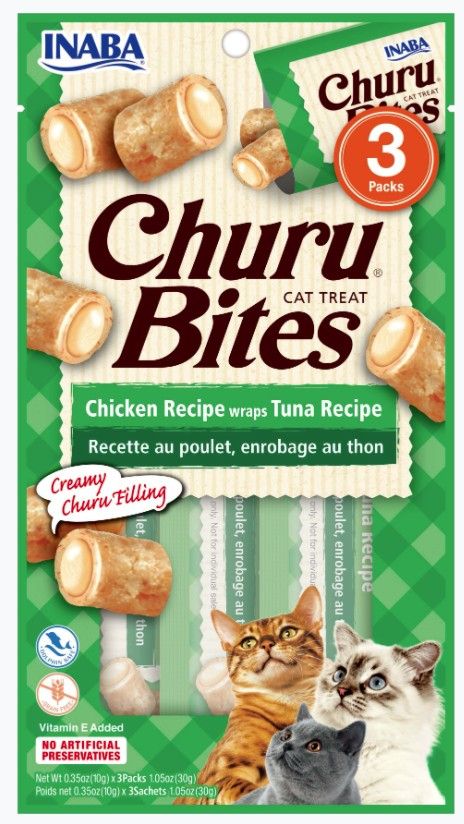 Inaba Churu Bites Cat Treat Chicken Recipe wraps Tuna Recipe image 0