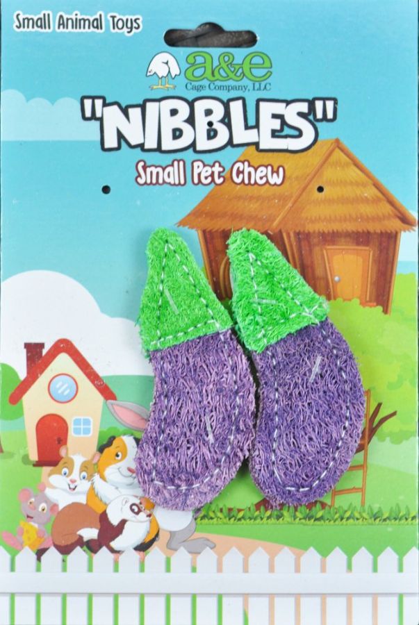 AE Cage Company Nibbles Eggplant Loofah Chew Toys image 0