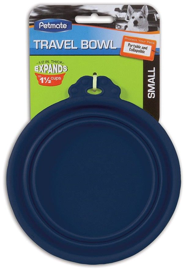 Petmate Round Silicone Travel Pet Bowl Blue image 0