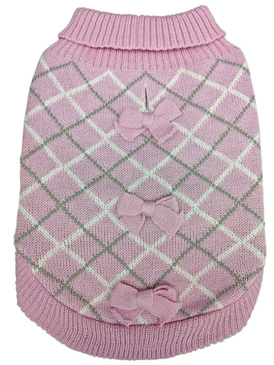 Fashion Pet Pretty in Plaid Dog Sweater Pink image 0