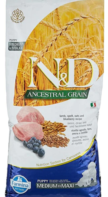 Farmina Ancestral Grain Lamb & Blueberry Medium & MAXI Puppy Dry Dog Food image 0