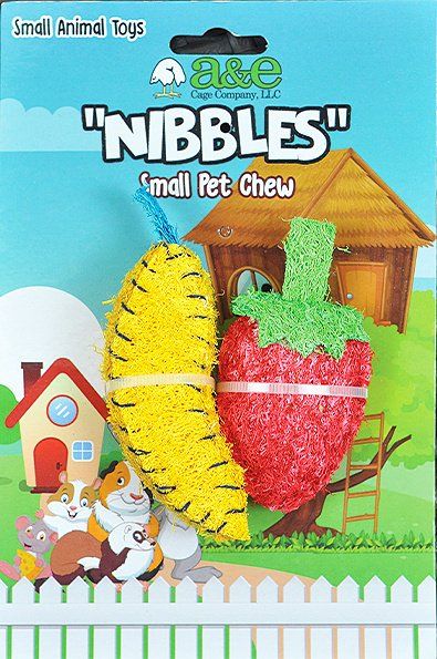 AE Cage Company Nibbles Strawberry and Banana Loofah Chew Toys image 0