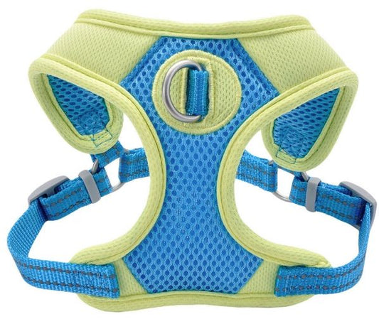 Coastal Pet Pro Reflective Mesh Dog Harness Aqua with Neon Yellow 1 INCH image 0