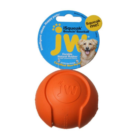 JW Pet iSqueak Bouncing Baseball Rubber Dog Toy image 0