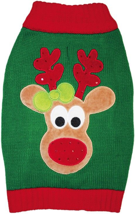 Fashion Pet Green Reindeer Dog Sweater image 0