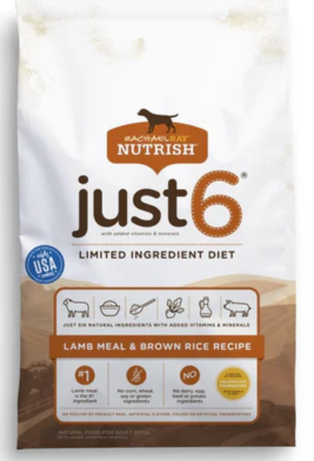 Rachael Ray Nutrish Just 6 Limited Ingredient Diet Lamb Meal & Brown Rice -28lbs image 0