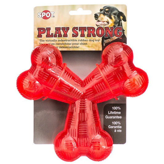 Spot Play Strong Rubber Trident Dog Toy - Red image 0