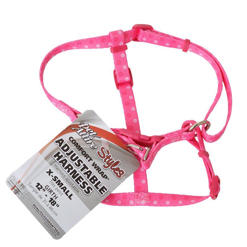 Pet Attire Styles Polka Dot Pink Comfort Wrap Adjustable Dog Harness image 0
