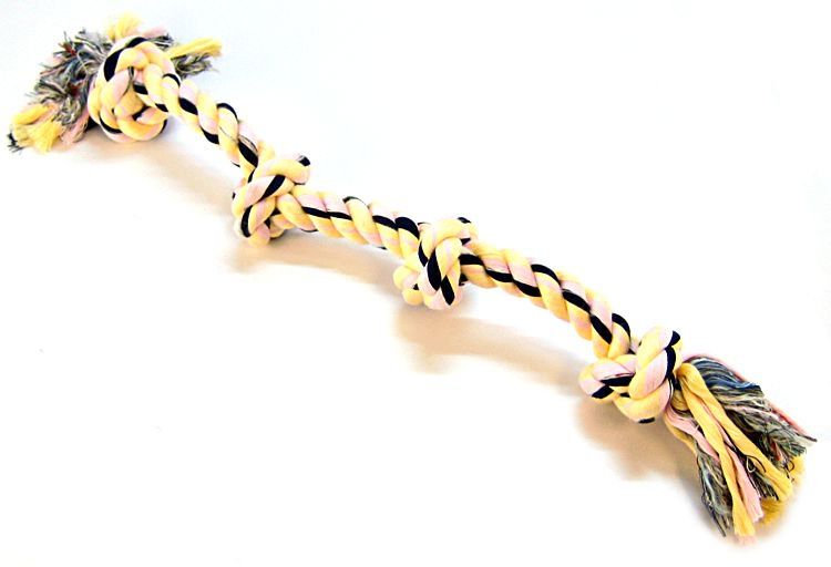 Flossy Chews Colored 4 Knot Tug Rope image 0