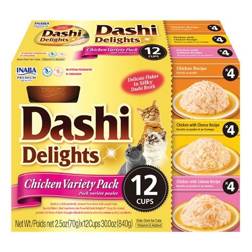 Inaba Dashi Delight Chicken Flavored Variety Pack Bits in Broth Cat Food Topping image 0