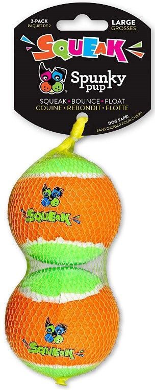 Spunky Pup Squeak Tennis Balls Dog Toy image 0