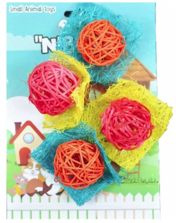 AE Cage Company Nibbles Bon Bon Loofah Chew Toys Assorted Colors image 0