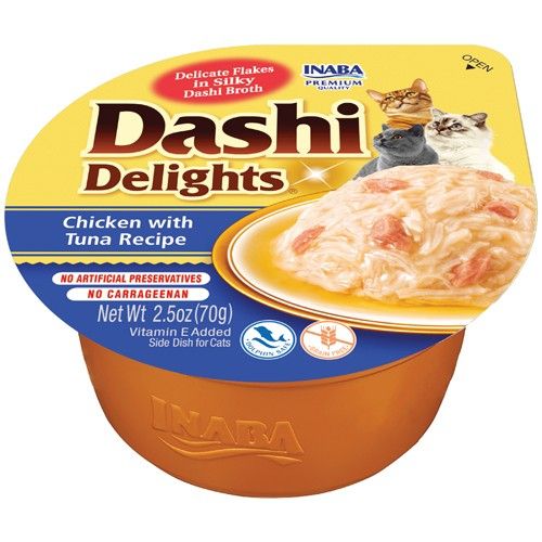 Inaba Dashi Delights Chicken with Tuna Flavored Bits in Broth Cat Food Topping image 0
