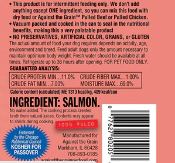 Evanger's Nothing Else- One Ingredient Salmon Canned Dog Food -11 Oz -Case of 12 image 1