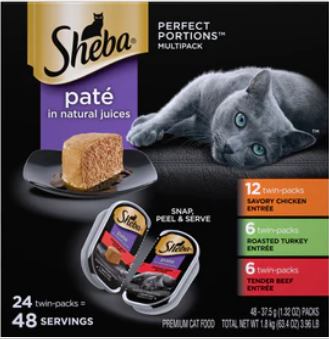 Sheba Perfect Portions Pate Chicken/Beef/Turkey Twin Multi-Pack Wet Cat Food image 0