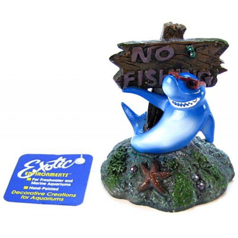 Blue Ribbon Cool Shark No Fishing Sign Ornament image 0