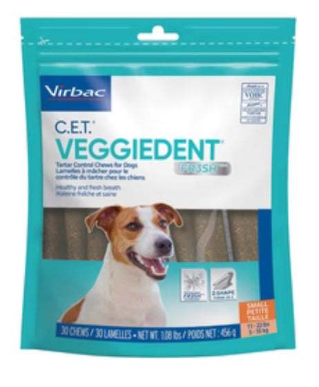 Virbac Veggiedent Fresh Technology Dental Dog Chews - 30 Count - Small image 0