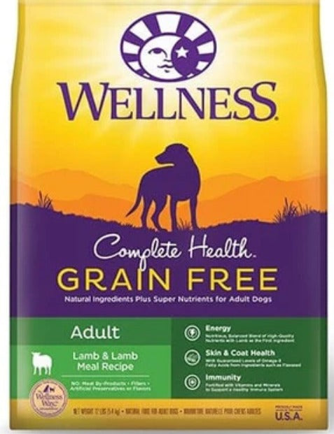 Wellness Grain-Free Complete Health Adult Lamb Meal Recipe Dry Dog Food 24lb Bag image 0
