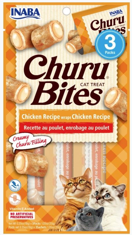 Inaba Churu Bites Cat Treat Chicken Recipe wraps Chicken Recipe 6 pack image 0