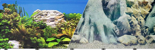 Blue Ribbon Freshwater Rock & Tree Trunks Double Sided Aquarium Background image 0
