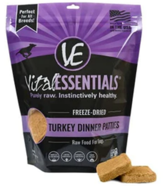 Vital Essentials Turkey Dinner Patties Freeze-Dried Dog Food - 14 Oz image 0