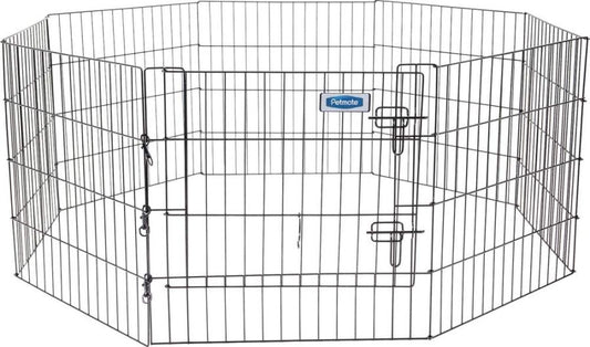 Petmate Exercise Pen Single Door w/Snap Hook Design & Ground Stakes - Black image 0