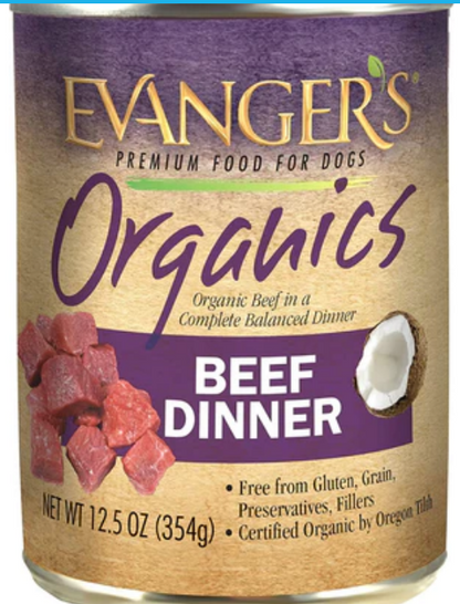 Evanger's Organics Beef Dinner Canned Dog Food - 12.8 Oz - Case of 12 image 0