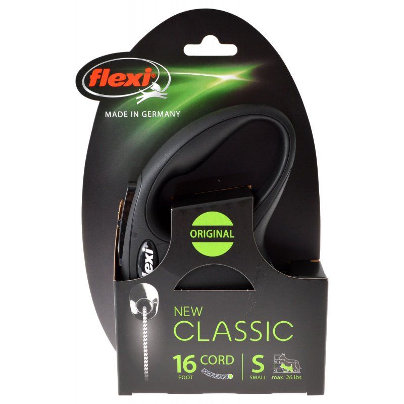 Flexi New Classic Retractable Cord Leash - Black image 0