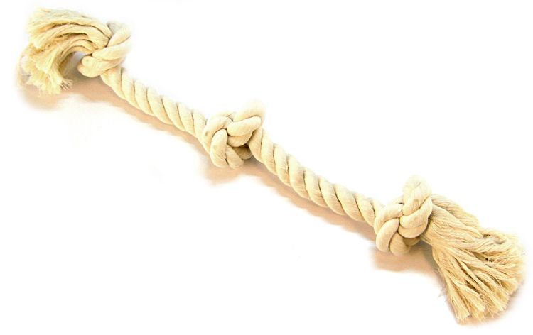 Flossy Chews 3 Knot Tug Toy Rope for Dogs - White image 0